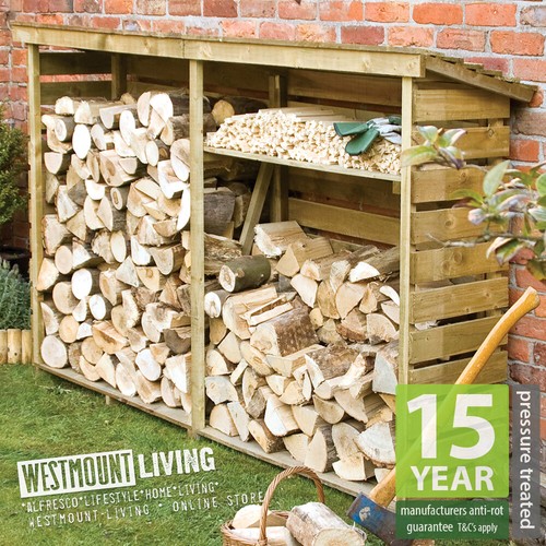Treated wooden log store wood - log,